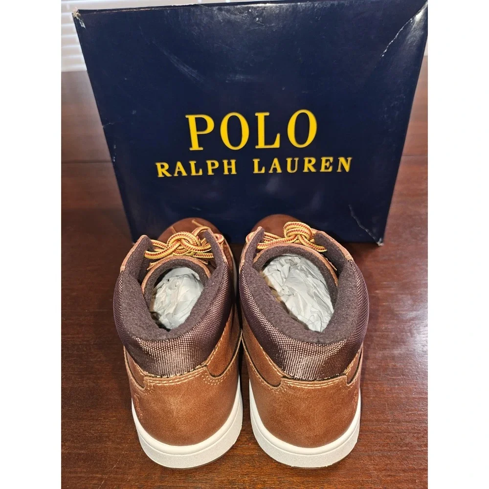 POLO RALPH LAUREN TAN POLO COURT SNEAKER BOOT Child Size 12.5 New in box